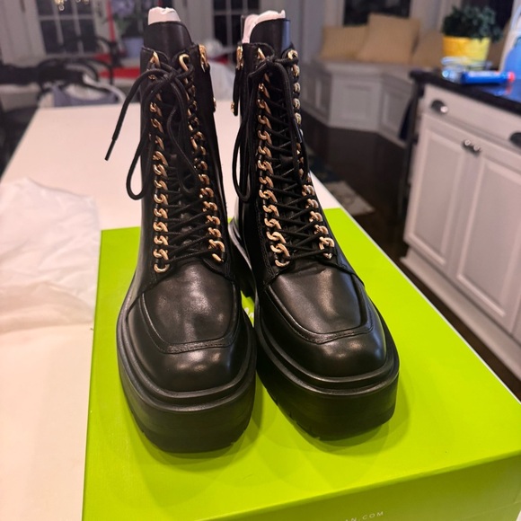 NEW! Sam Edelman Lovrin Women’s Black Leather Combat Boots Size 6 - Picture 4 of 13